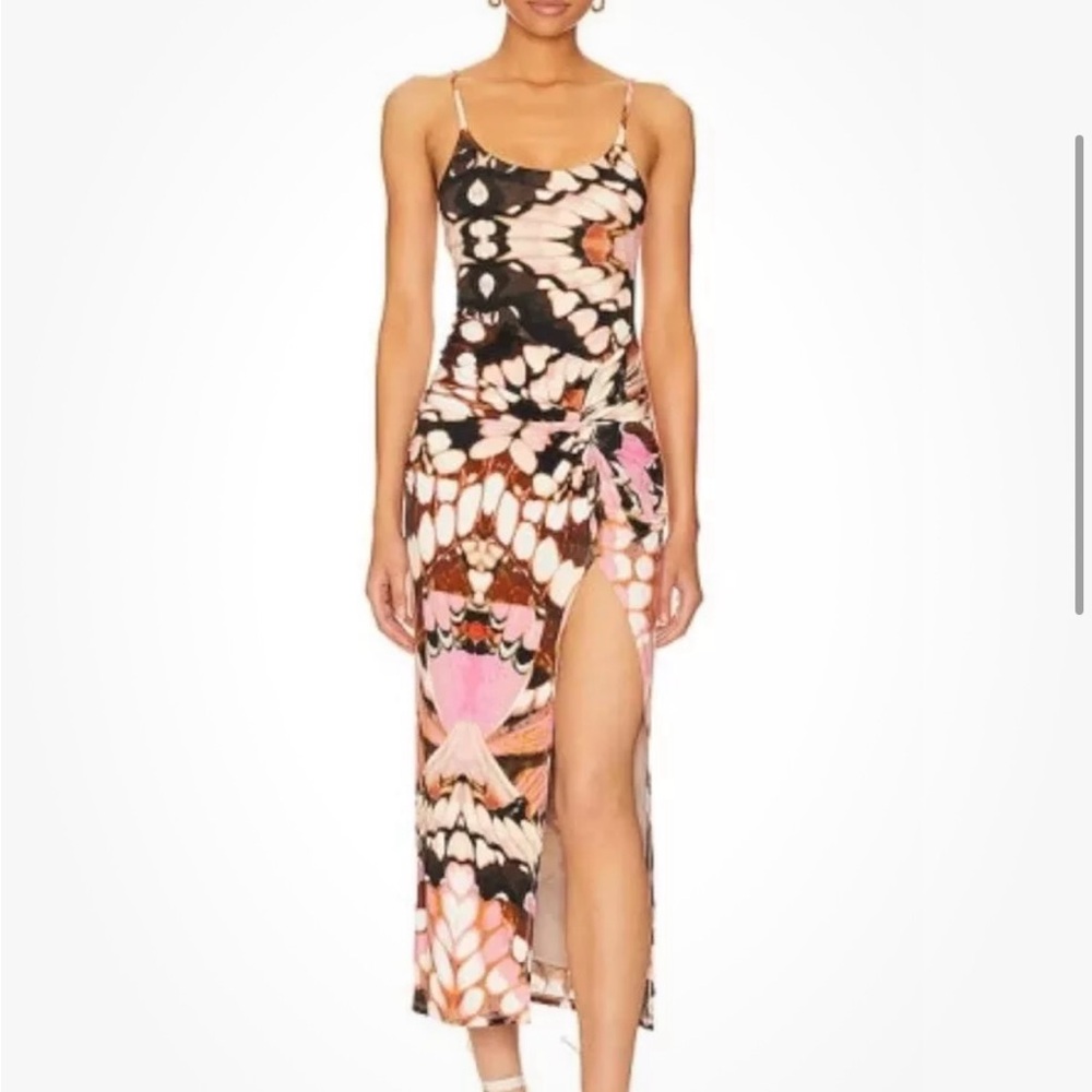 Hours Inez Midi Dress Pink Butterfly